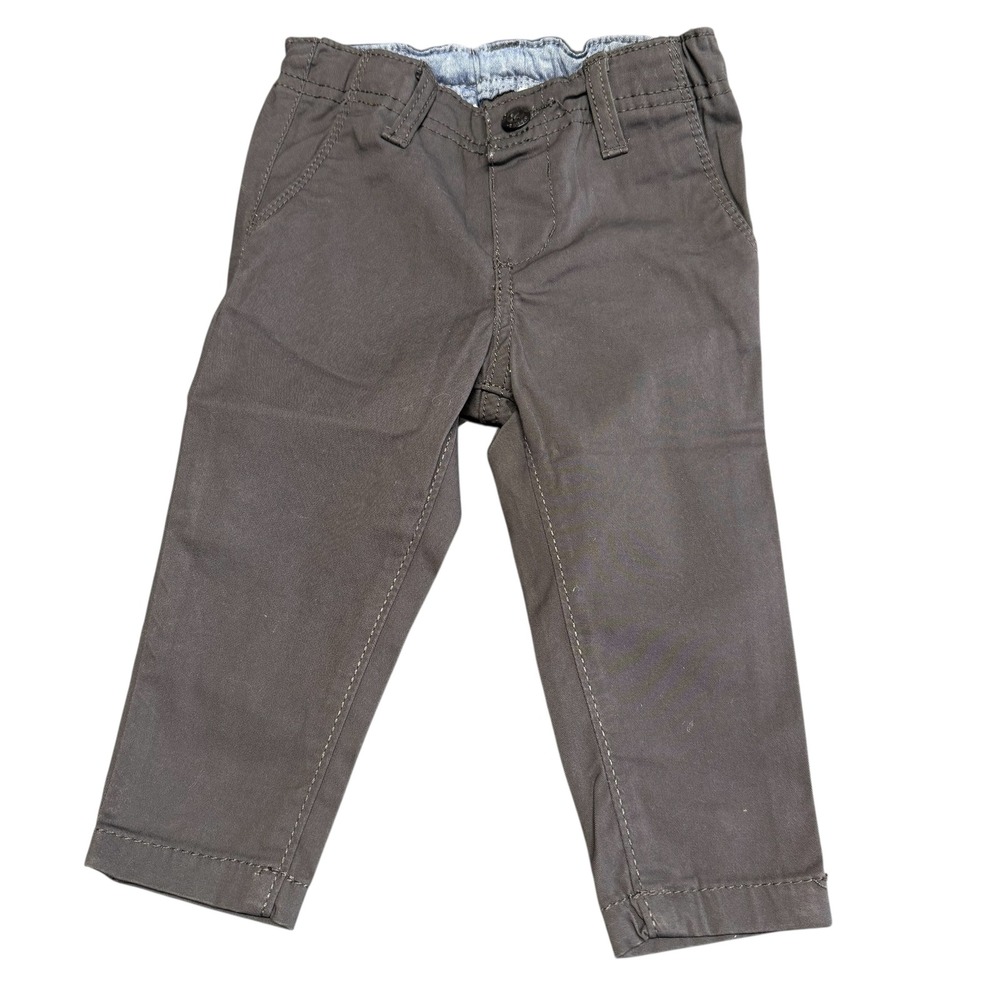 OshKosh B'gosh Baby Boys Gray Twill Pants Elastic Waist Button Closure Size 12M - Picture 3 of 12